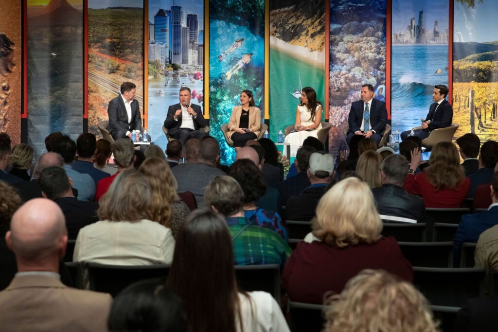 The Destination 2045 launch event panel.