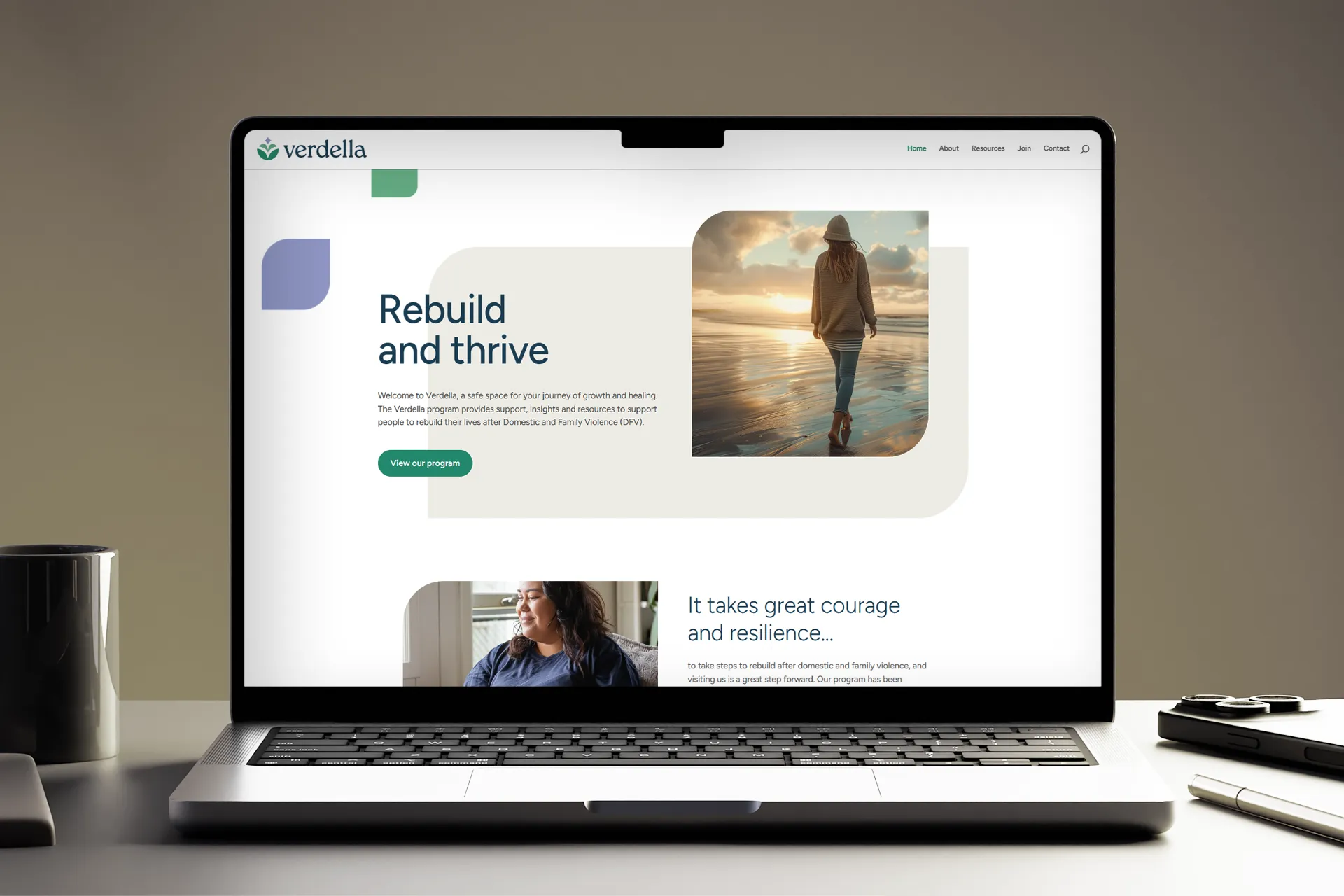 Laptop with Verdella's website displayed on it