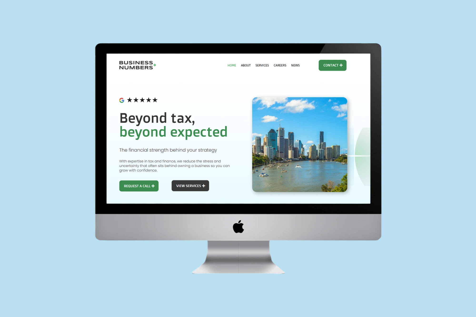 Business plus numbers website on computer screen